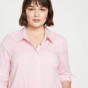 Universal Standard Pink Striped Button Down Shirt 2XS